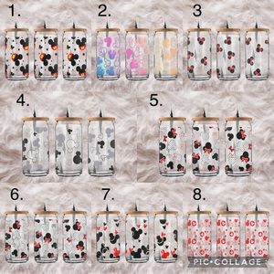 16oz Mickey & Minnie mouse frosted glass cans